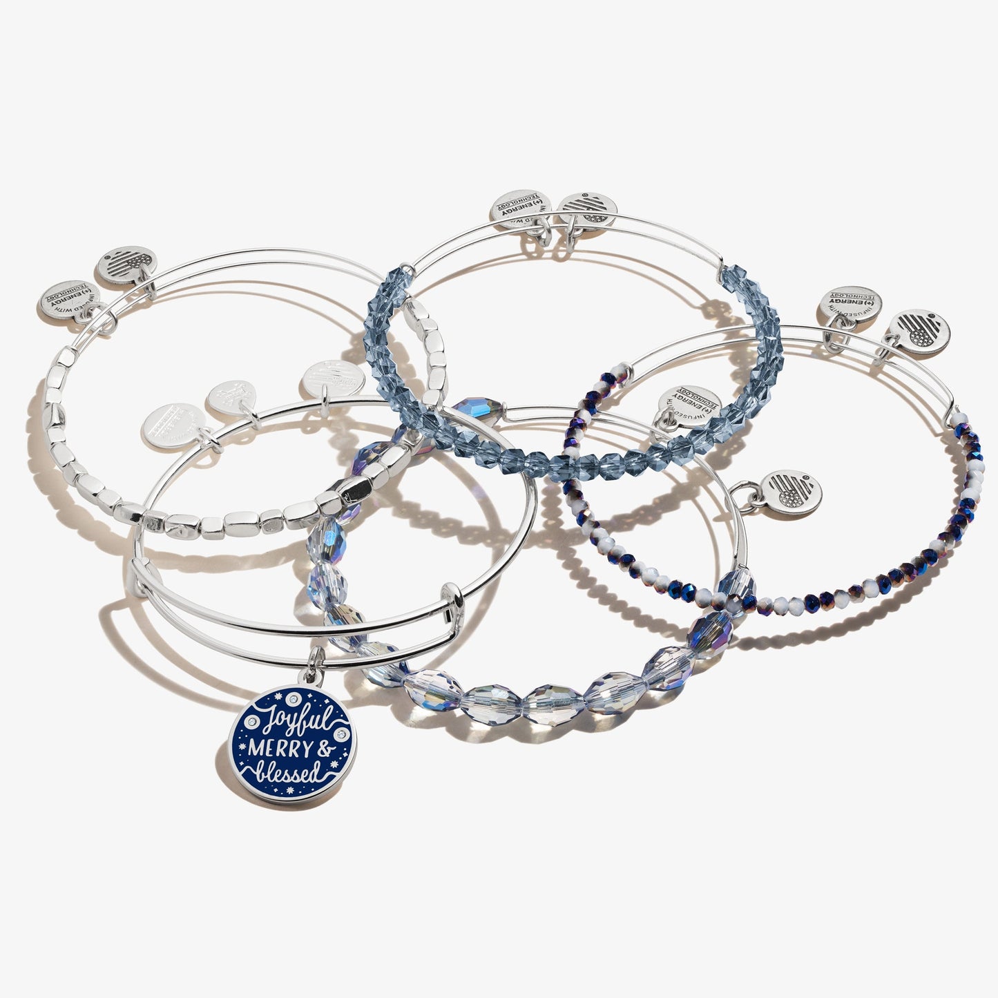'Joyful, Merry & Blessed' Bracelets, Set of 5