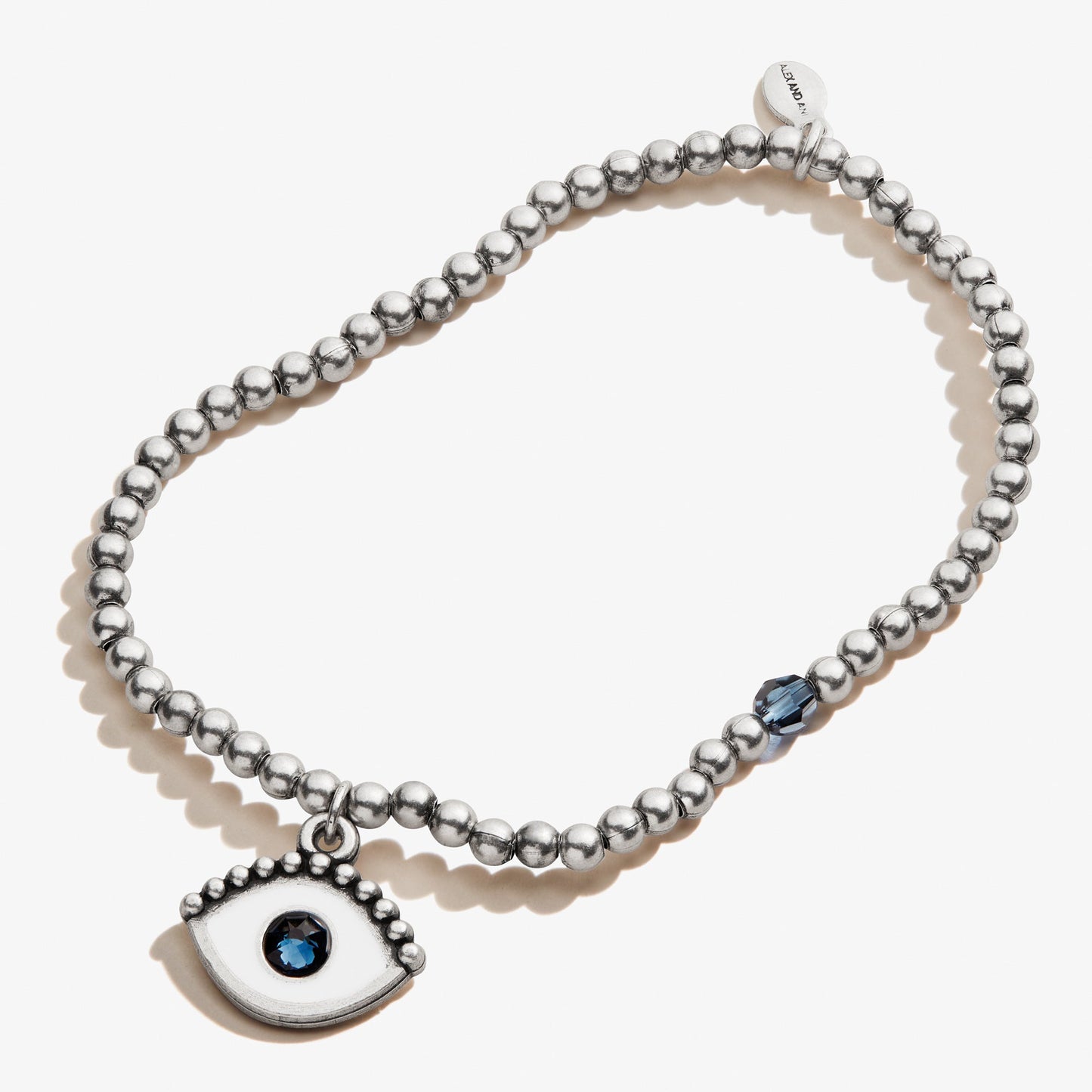 Evil Eye Crystal Charm Beaded Stretch Bracelet
