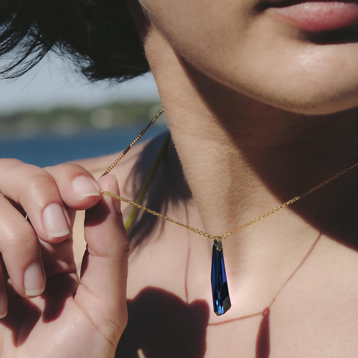 Blue Crystal Pendant Necklace