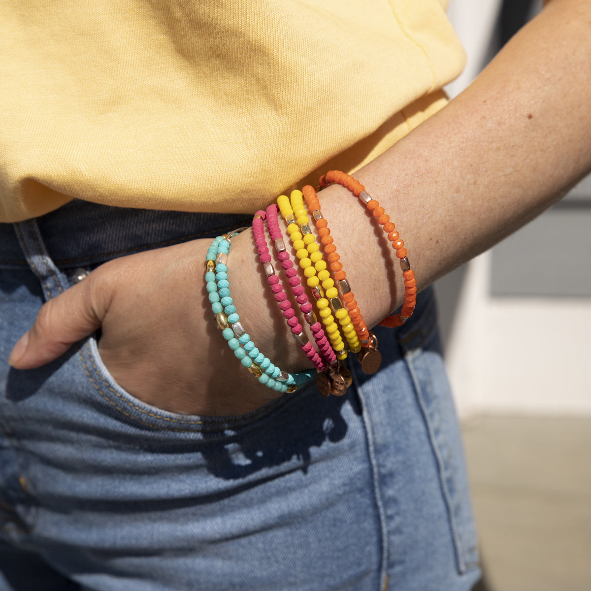 Fuchsia Balance Beaded Bangle